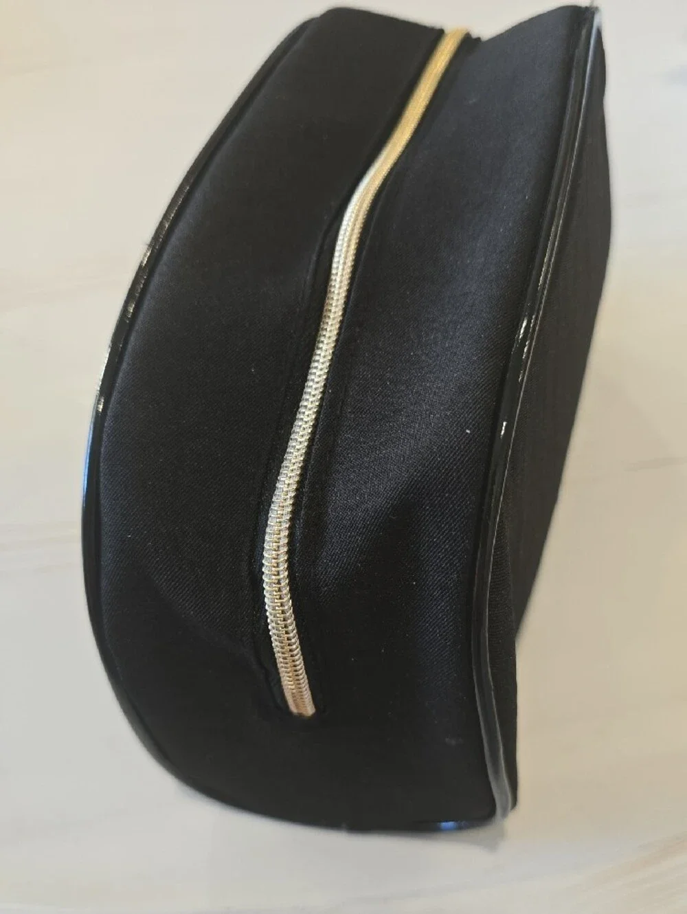 Lancome Black Quilted Cosmetic Case with Logo Plaque